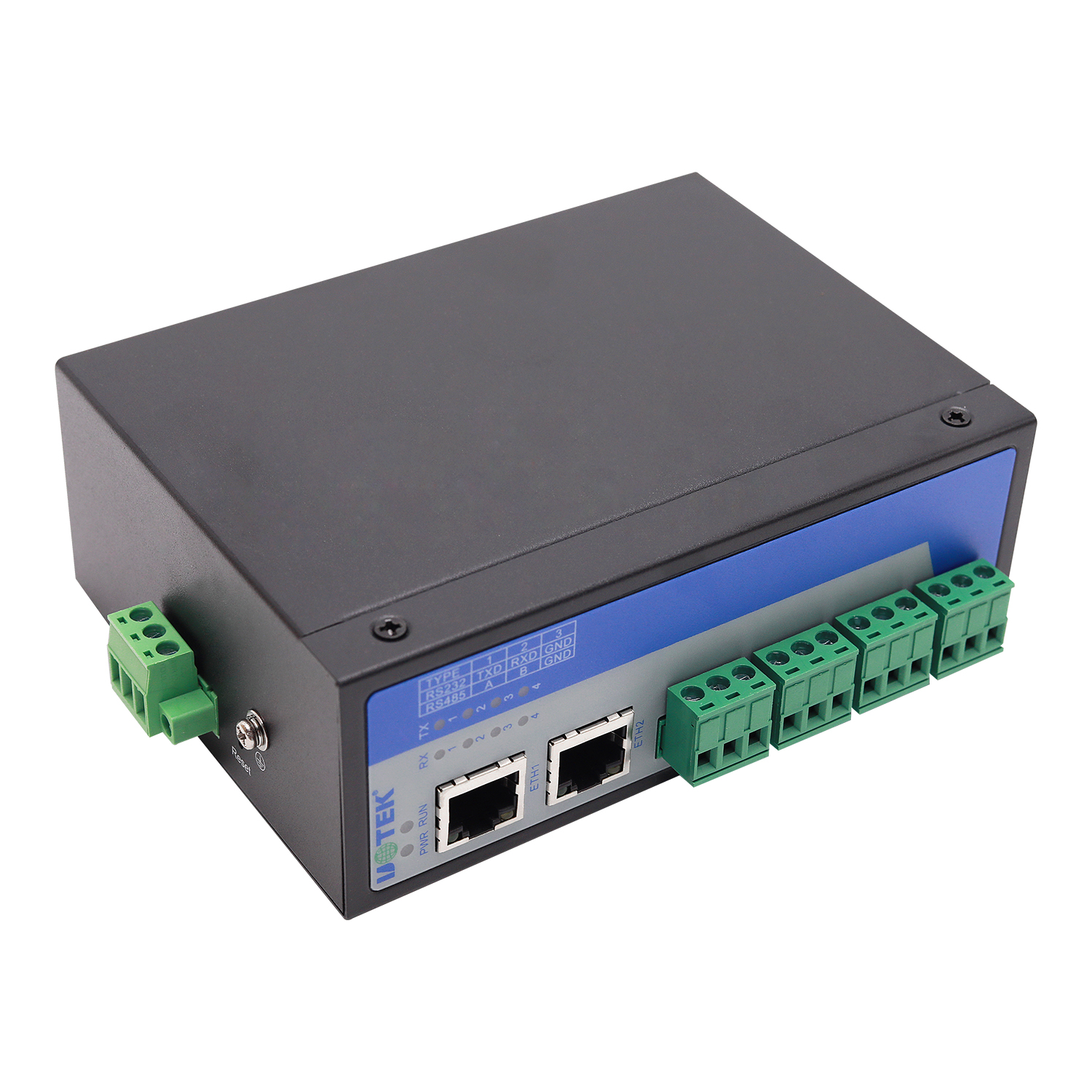 導軌式4口RS-232/485串口服務器